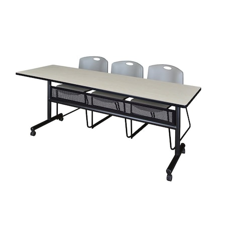 Kobe Rectangle FlipTop Table, 84" W, 29" H, Laminate Top, Maple MKFTM8424PL44GY